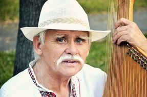 Ukrainian Cossack with a musical instrument