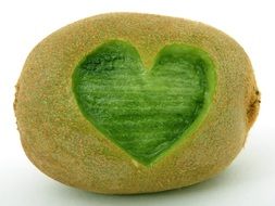 carved heart on the kiwi