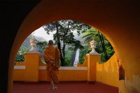 monk in buddhism temple in Asia
