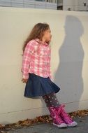 Child Girl at wall with womanâs shadow