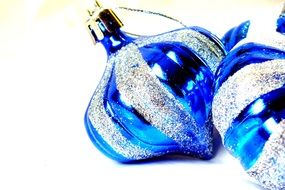 blue Christmas balls with tinsels