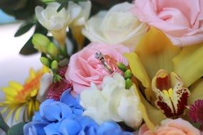 different varieties of flowers in a bouquet