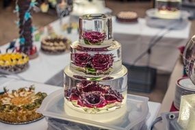 Red roses in Ice sculpture Love