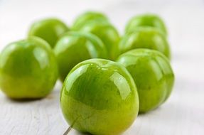 photo of green plums on a white background