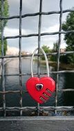 red love lock in heart shape