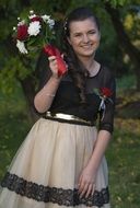 beauty girl with a bouquet of flowers