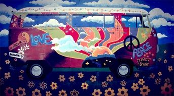 Colored Hippie van clipart