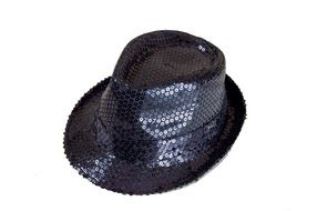 black hat in sequins