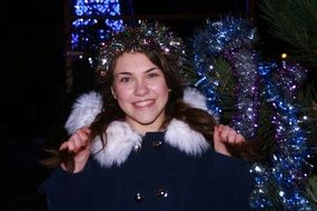 happy girl near the new year tree