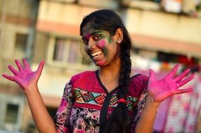 Happy asian girl in India