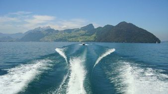 Boating on Lake Firwaldstatten, Switzerland