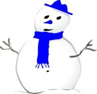 Picture of snowman in blue scarf and hat