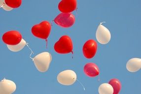 multi-colored balloons as a heart