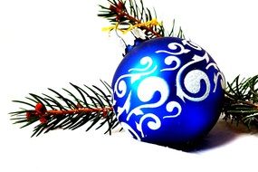 blue painted Christmas bauble