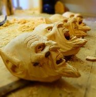 wooden masks of the devil in austria