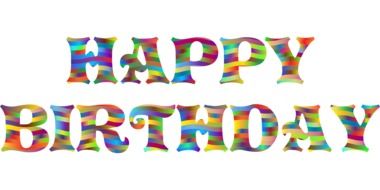 colored prismatic inscription happy birthday