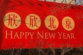 Greetings Banner Happy New Year drawing