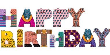 happy birthday children inscription on white background