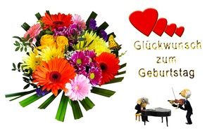 digital Birthday card with pianist and violinist