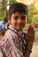 Smiling dark skin child Boy outdoor, portrait