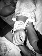 hand with thread bracelets