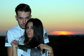 romance couple at Sunset