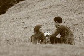 Romantic Couple Black And White photo