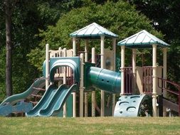 childhood Playground among the colorful plants