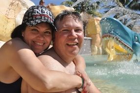 happy couple in the water park