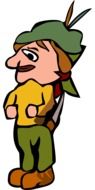 cartoon scout stands straight