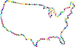 color silhouette of united states of america