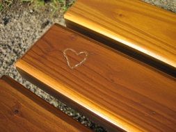 Heart form on Wooden Bench