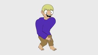 drawing of a happy teenager with white hair