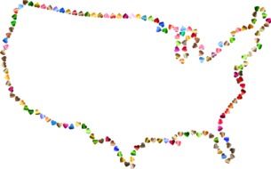 colorful silhouette of united states of america