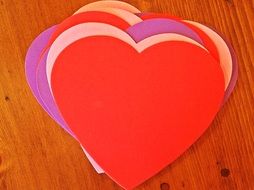 multicolored paper hearts as a romantic symbol