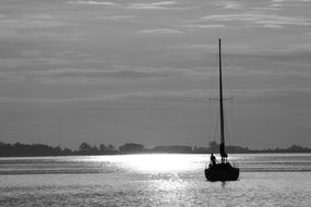 Black and white photo of the tour on the boat