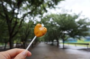 candy in the shape of a heart in hand