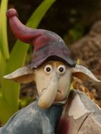 garden dwarf with a long nose close up