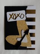 golden heart and black arrow as a symbol of love