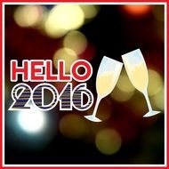 New Year greeting card with champagne glasses