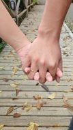 Holding hands lovers