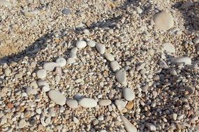 heart of stones on a pebble beach