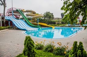 colored water slide in the water park