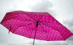 pink polka dot umbrella