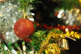 bronze ball on christmas tree