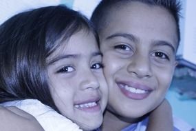 happy brother with sister close up
