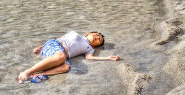 Boy Beach Relaxing