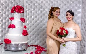 picture of a bride with bridesmaid