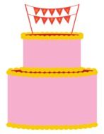 graphic image of a pink holiday cake