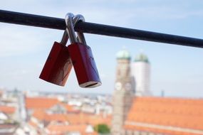 Munich, Love Castle close-up on blurred background
